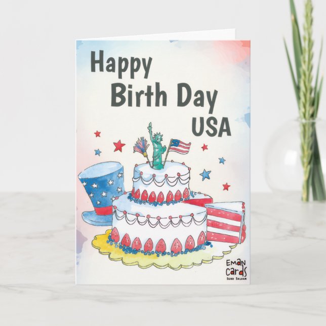 Tarjeta USA Independence Day - Cake (Anverso)