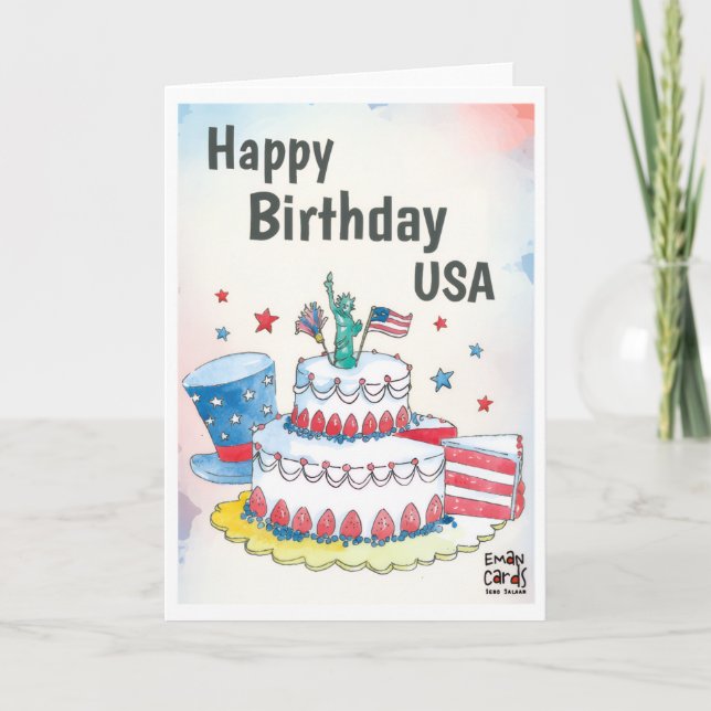 Tarjeta USA Independence Day - Cake (Anverso)