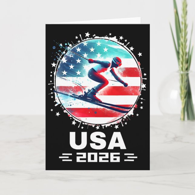 Tarjeta Usa Team 2026 Estados Unidos Bandera Esquí U (Anverso)