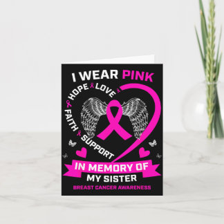 Tarjeta Usar Rosa en Memoria del Cáncer de Mama de Hermana