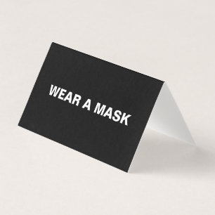 Tarjeta Usar una máscara, signo plegado minimalista blanco
