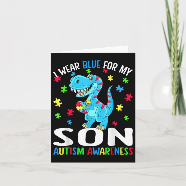 Tarjeta Usé Azul Para Mi Hijo Dinosaurio De Conciencia Del (Anverso)
