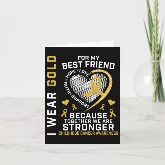 Tarjeta Usé Oro Para Mi Mejor Amigo Del Cáncer Infantil (Anverso)
