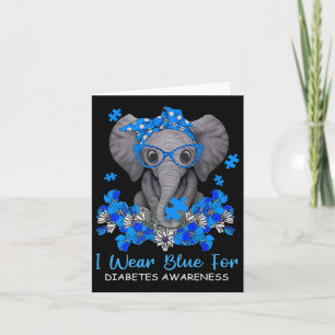 Tarjeta Uso Azul Para La Diabetes Concienciación Elefante 
