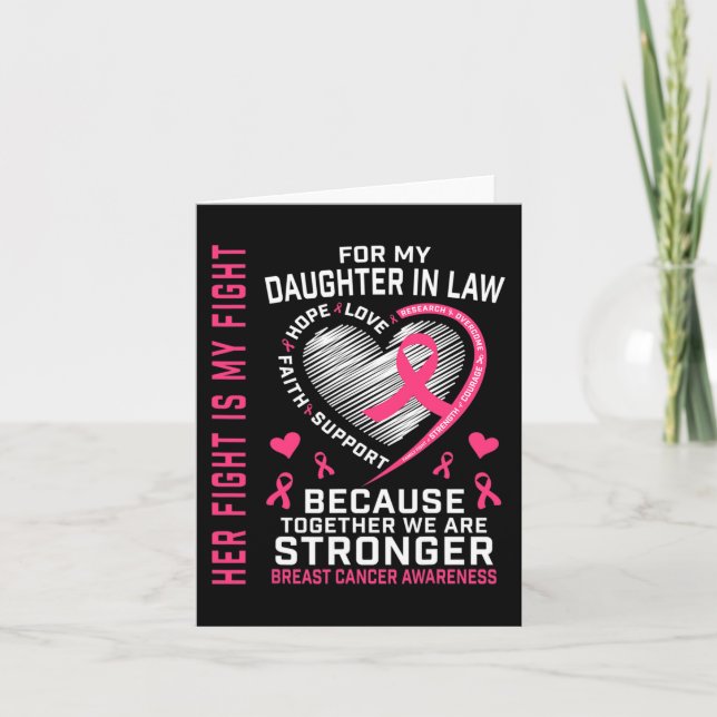 Tarjeta Uso Rosa Para Mi Hija Con Cáncer De Mama De La Ley (Anverso)
