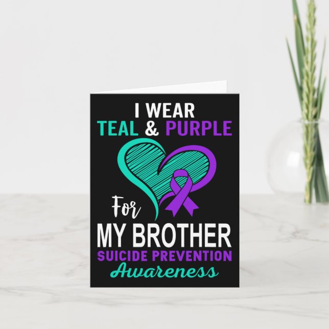 Tarjeta Uso Verde Azulado Púrpura En Memoria De Mi Hermano (Anverso)