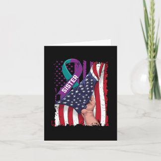 Tarjeta Uso Verde azulado y morado para mi hermana Suicidi