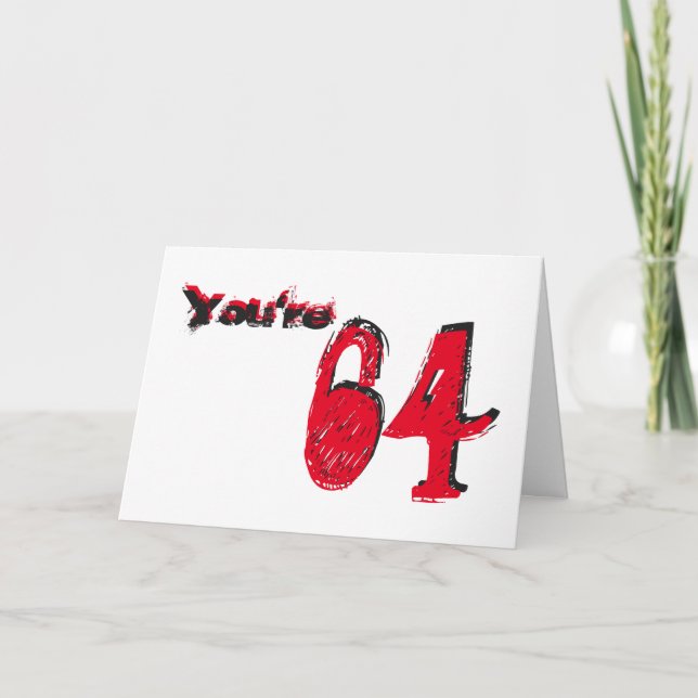 Tarjeta Usted es 64, texto negro y rojo grande en blanco (Anverso)