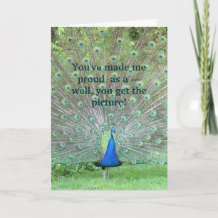 Tarjeta "Usted me ha hecho orgulloso como pavo real" (la