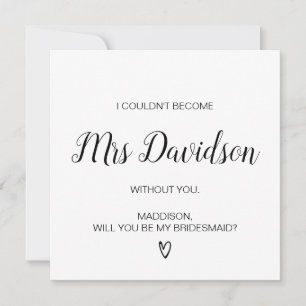 Tarjeta Usted será mi criada de la dama de honor de la