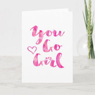 Tarjeta Usted va cita inspiradora de la acuarela del chica