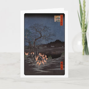 Tarjeta Utagawa Hiroshige - Fogatas de zorro en Nochevieja