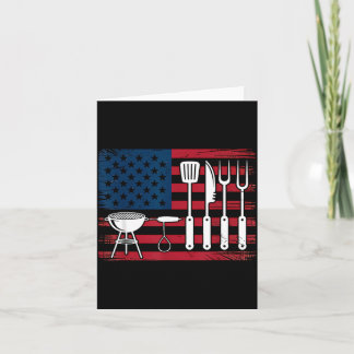 Tarjeta Utensilio de BBQ a la parrilla patriótico bandera 