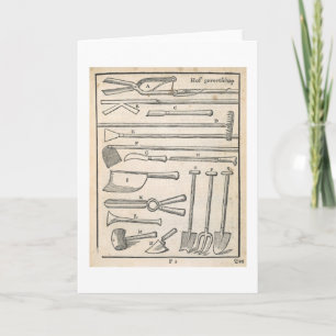 Tarjeta Utensilios de jardinería, "del jardinero holandés"