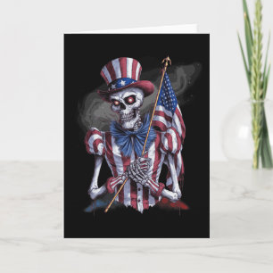 Tarjeta Uu Patriotic Scary Skeleton Halloween 4 De Julio