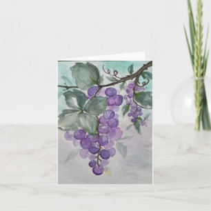 Tarjeta Uvas de color morado - Saludo en blanco doblado