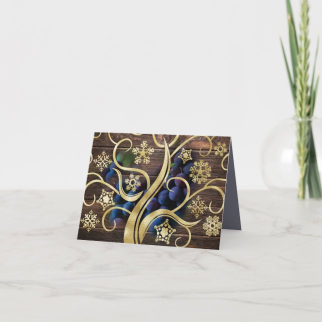 Tarjeta Uvas Elegantes Con Patrón De Oro (Anverso)