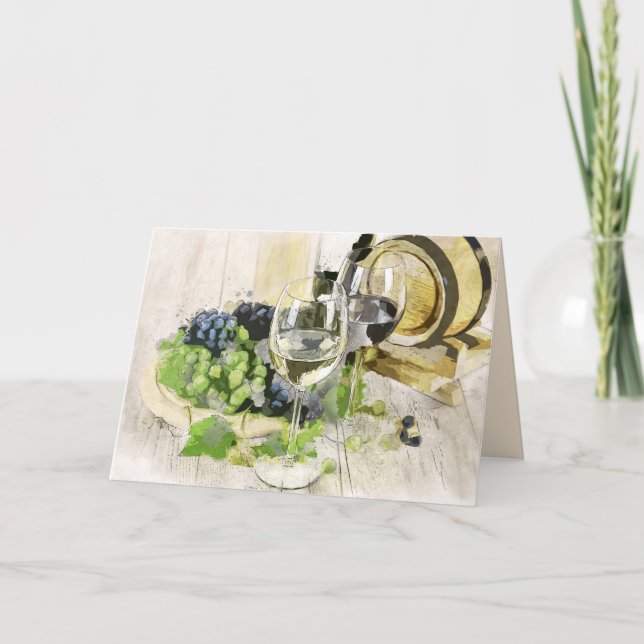 Tarjeta uvas y carta de saludo de vino (Anverso)