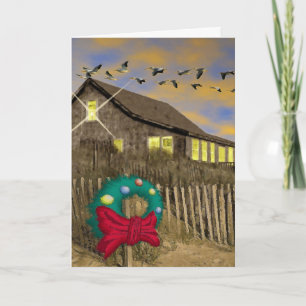 Tarjeta-v del navidad de la casa de playa