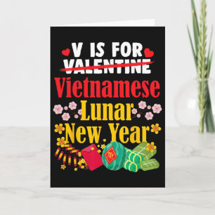 Tarjeta V es para el año nuevo vietnamita divertido día de