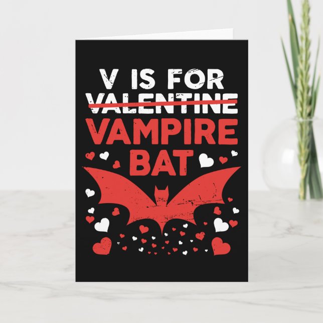 Tarjeta V es para Murciélago Vampire Valentín Divertido (Anverso)