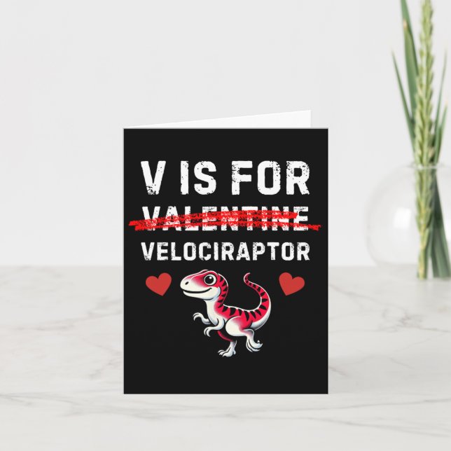 Tarjeta V Es Para Velociraptor Raptor Dinosaurio Divertido (Anverso)
