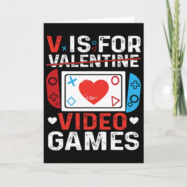 Tarjeta V Es Para Video Juegos San Valentín Jugador Día De (Anverso)