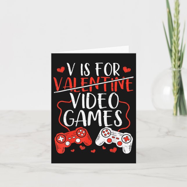 Tarjeta V Es Para Video Juegos San Valentín Jugador Día De (Anverso)