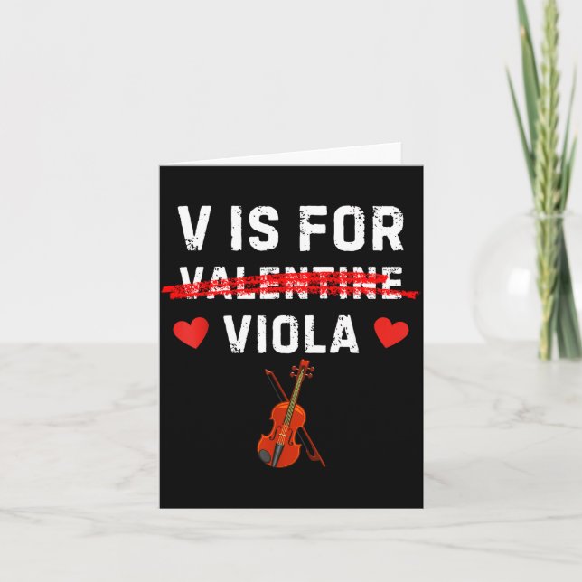 Tarjeta V Is For Viola Funny Violist Music Valentine  (Anverso)
