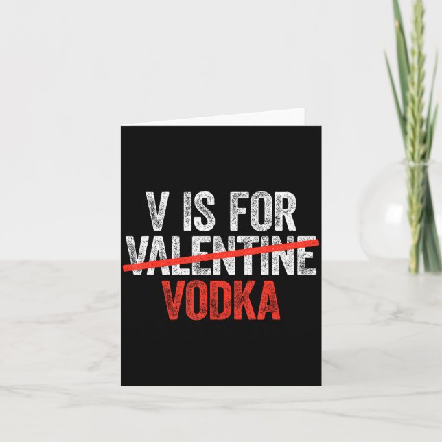 Tarjeta V Is For Vodka Shirt Men Women Anti Valentine's Da (Anverso)