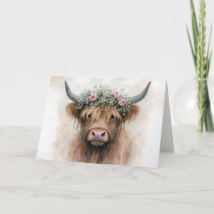 Tarjeta Vaca Altlandesa Nupcial con Corona Floral