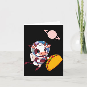 Tarjeta Vaca astronauta amante de los tacos celebra cinco 