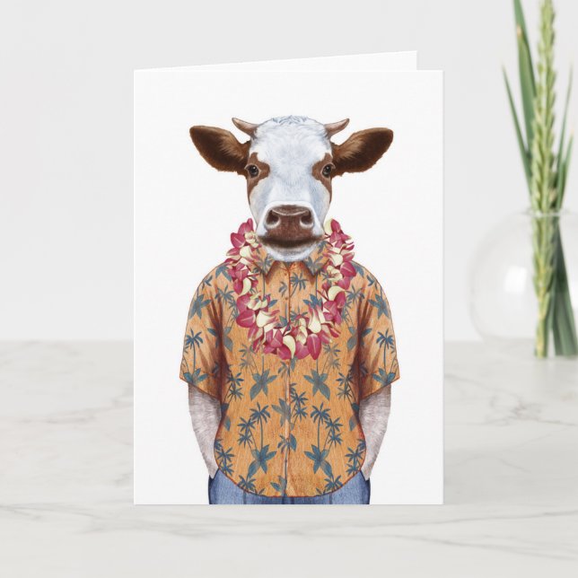 Tarjeta Vaca Camisas Hawaianas (Anverso)
