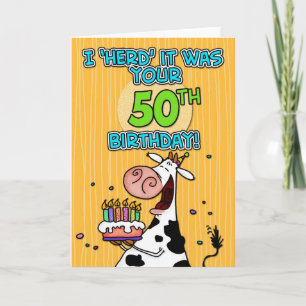 Tarjeta vaca cumpleañera - 50