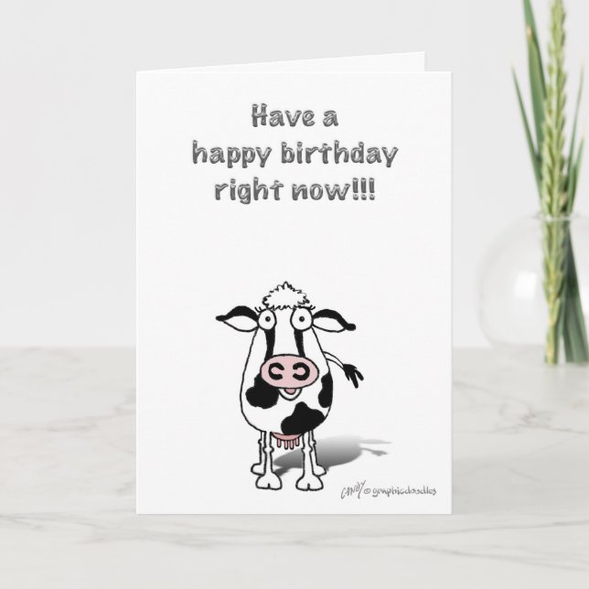 Tarjeta ¡Vaca de cumpleaños de Bossie! (Anverso)