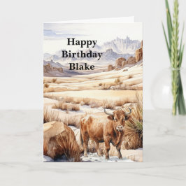Tarjeta Vaca de las Tierras Altas Cumpleaños Occidental