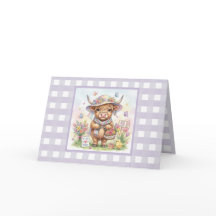 Vaca de las Tierras Altas de Gingham personalizada