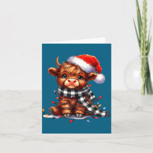 Tarjeta Vaca de las Tierras Altas de Navidad Sombrero de S