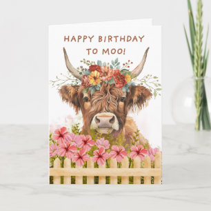 Tarjeta Vaca de las Tierras Altas Feliz Cumpleaños a Moo A