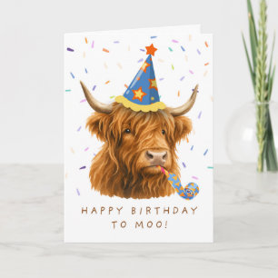 Tarjeta Vaca de las Tierras Altas Feliz Cumpleaños a Moo A