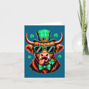Tarjeta Vaca de las Tierras Altas trébol día de San Patric