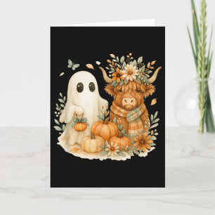 Tarjeta Vaca de las Tierras Altas y Parche de Calabaza Fan