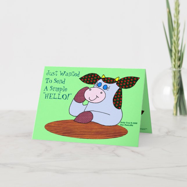 Tarjeta Vaca del acebo, "un hola simple " (Anverso)
