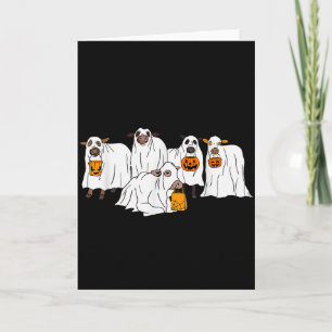 Tarjeta Vaca Divertida Fantasma Halloween Granjero Truco o