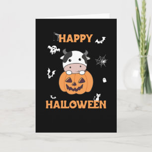 Tarjeta Vaca En Calabaza Vacas Cuestas Felices Halloween