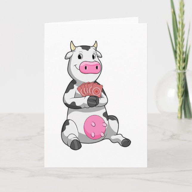 Tarjeta Vaca en el póquer con cartas de póquer (Anverso)