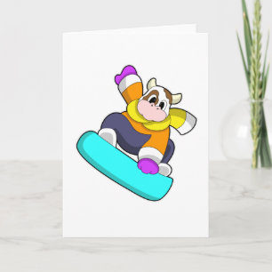 Tarjeta Vaca en Snowboard con Snowboard
