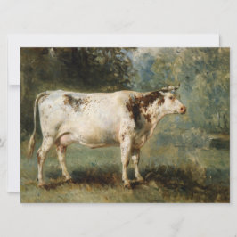 Tarjeta Vaca en un paisaje rural (animal de granja)