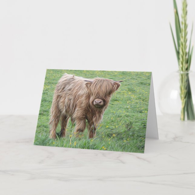 Tarjeta Vaca escocesa de montaña (Anverso)