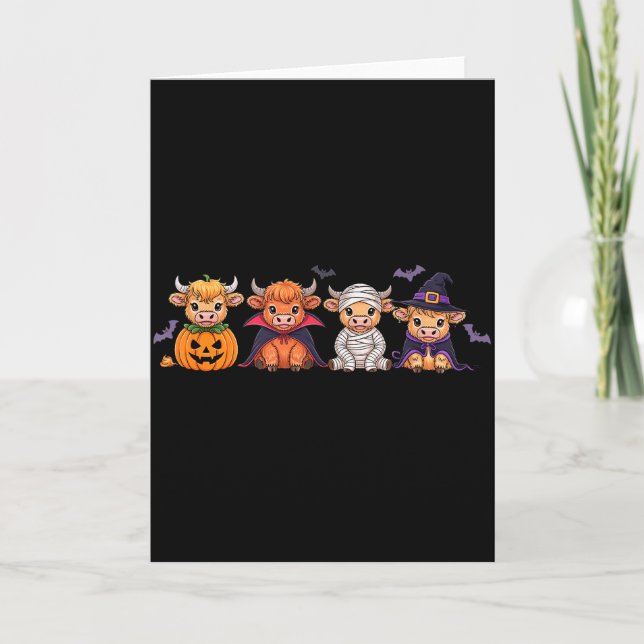 Tarjeta Vaca Highland de Halloween (Anverso)